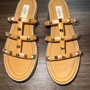 Valentino Rock Stud Leather Platform Cork Mules